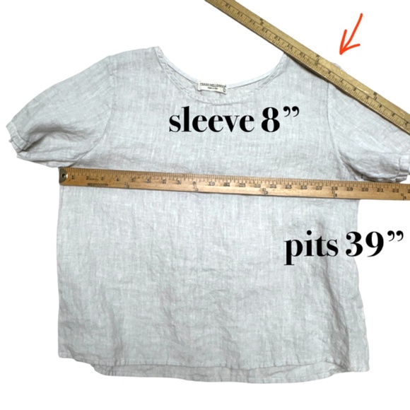 top S/M linen tee TERZO MILLENNIO pullover short sleeve - Picture 7 of 9